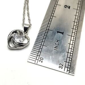 925 Sterling Silver Necklace White CZ Diamond Heart Pendant Valentines Birthday